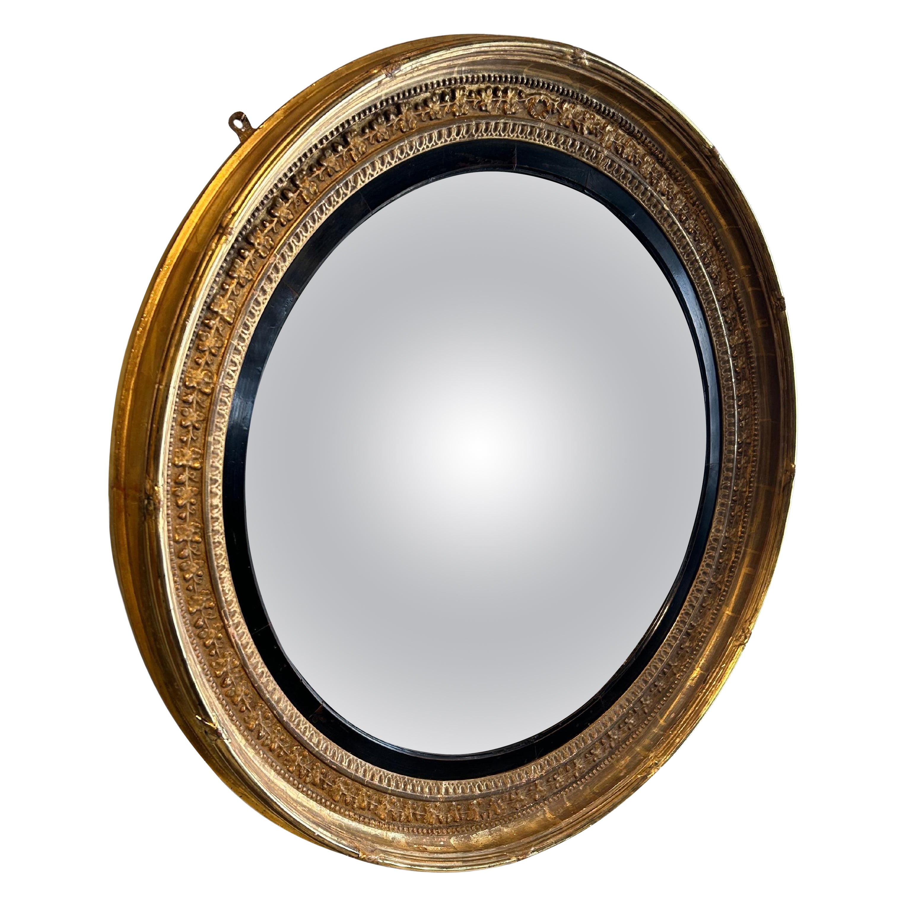 Antique Regency Large Gilt Convex Mirror