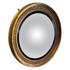 Antique Regency Espejo Convexo Dorado Grande