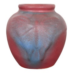 Van Briggle Arts & Crafts Mulberry Glazed Ceramic Vase With Butterfly Motif
