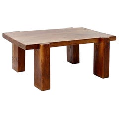 Brutalist Solid Wood Coffee Table, 1960's