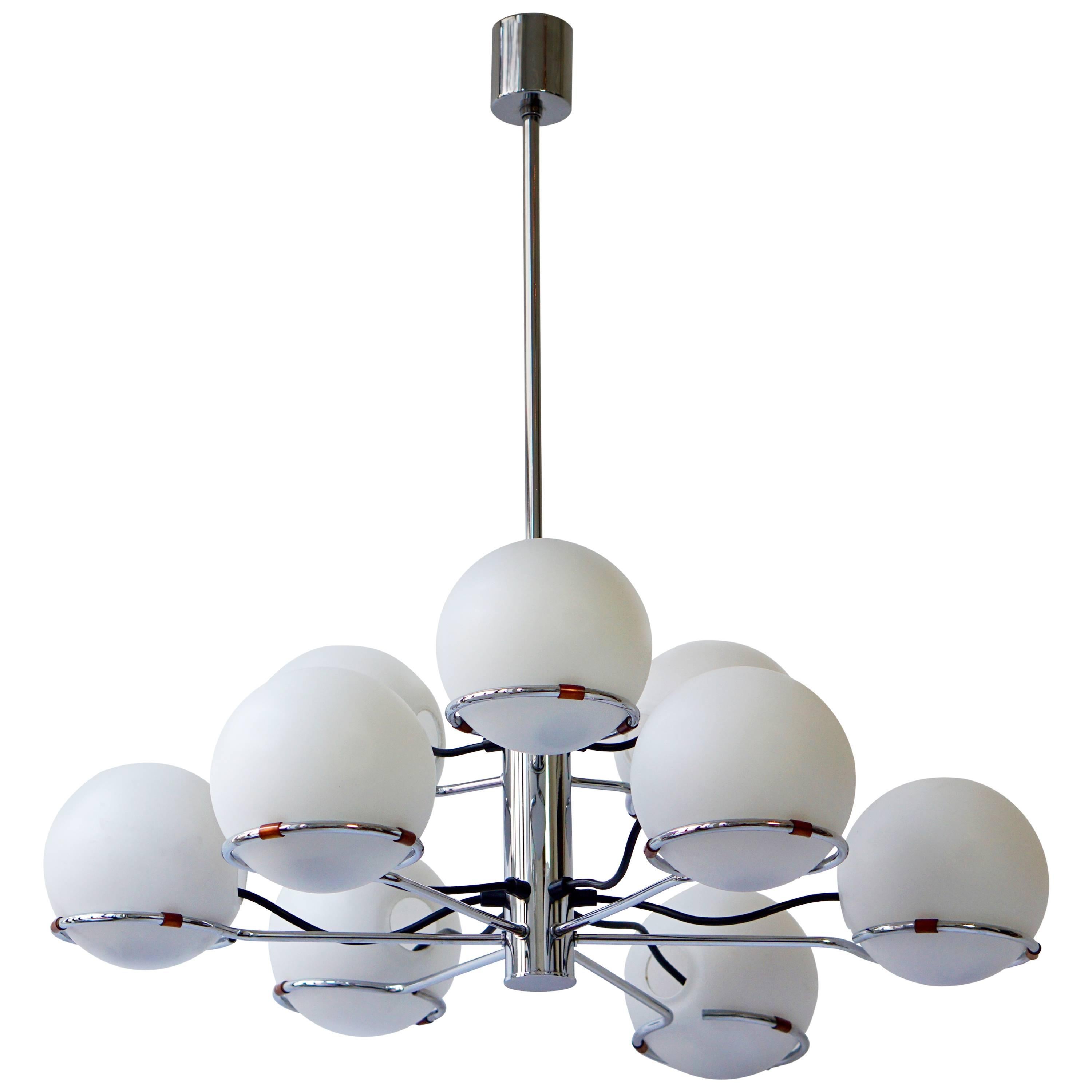 Murano Chandelier with Nine Glass Globes For Sale