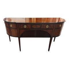 Rare Schmieg and Kotzian Hepplewhite Faux Tambor Demilune Sideboard Buffet
