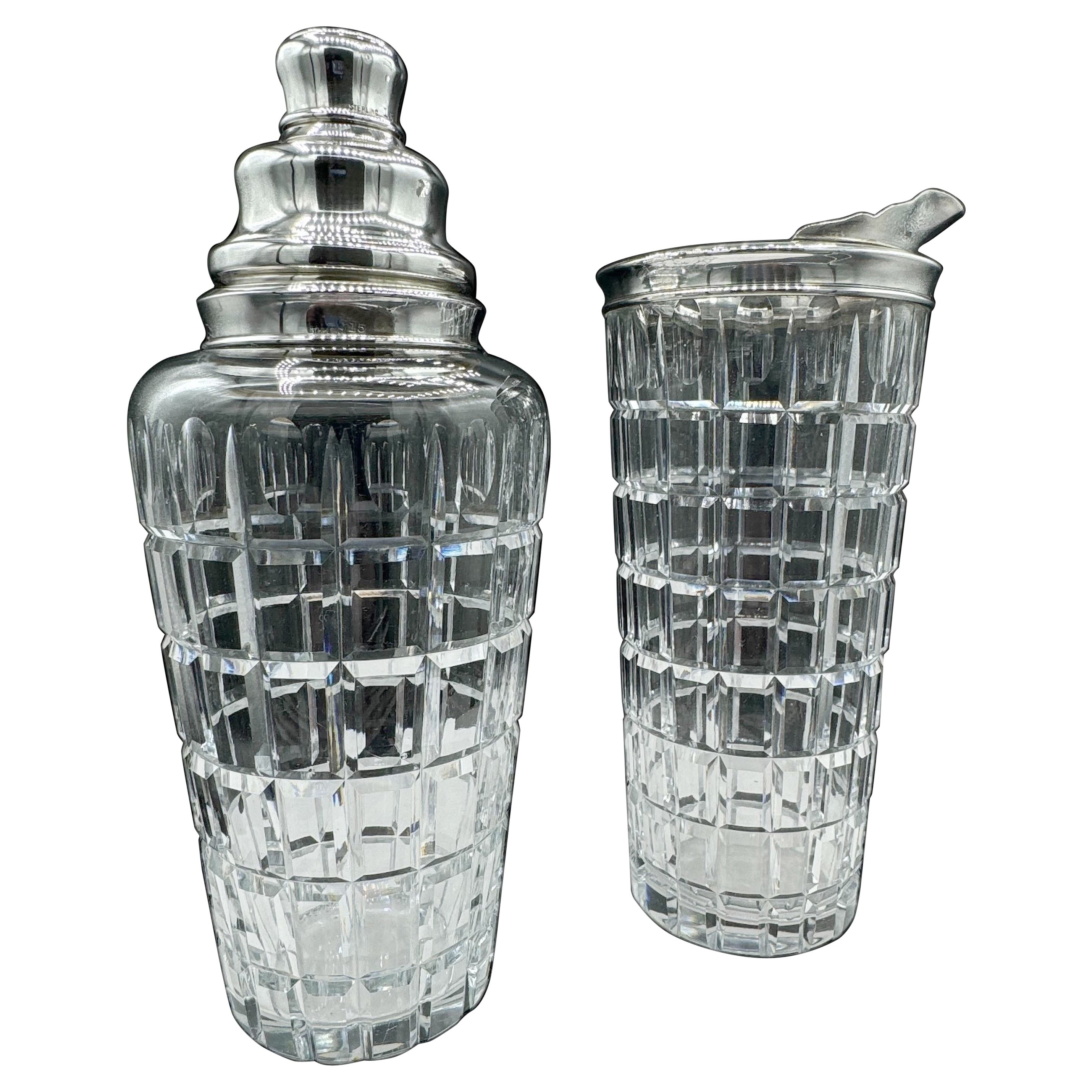 Coctelera y jarra de cristal tallado Hawkes