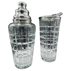Coctelera y jarra de cristal tallado Hawkes