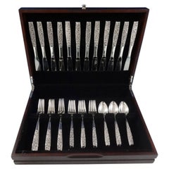 Retro Contessina by Towle Sterling Silver Floral Flatware Set for 12 Service 48 Pieces