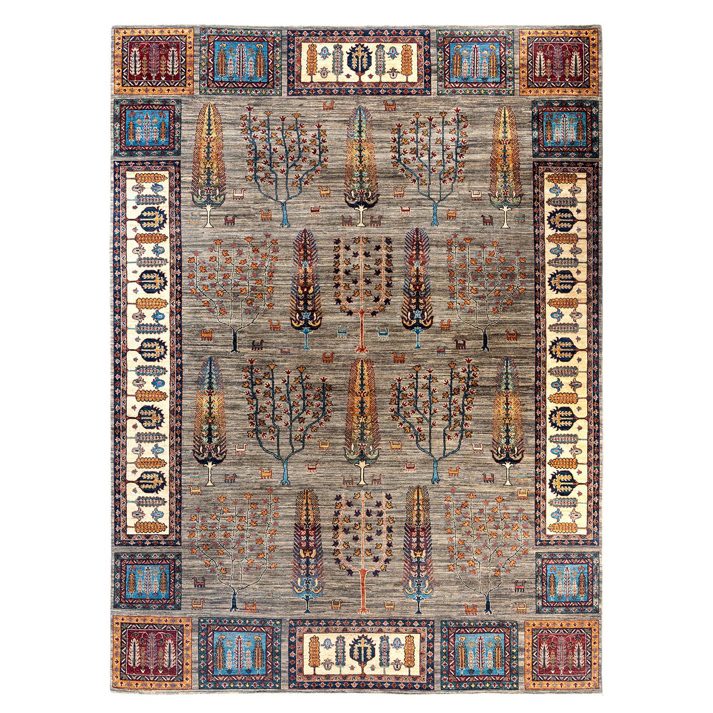 Bohemian Tribal Hand Knotted Wool Brown Area Rug 9' 2" x 12' 3"