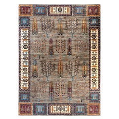Bohemian Tribal Hand Knotted Wool Brown Area Rug 9' 2" x 12' 3"