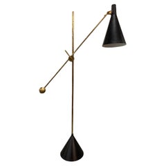 Lampada da terra regolabile Tapio Wirkkala nera modello K10-11, Idman 1950s