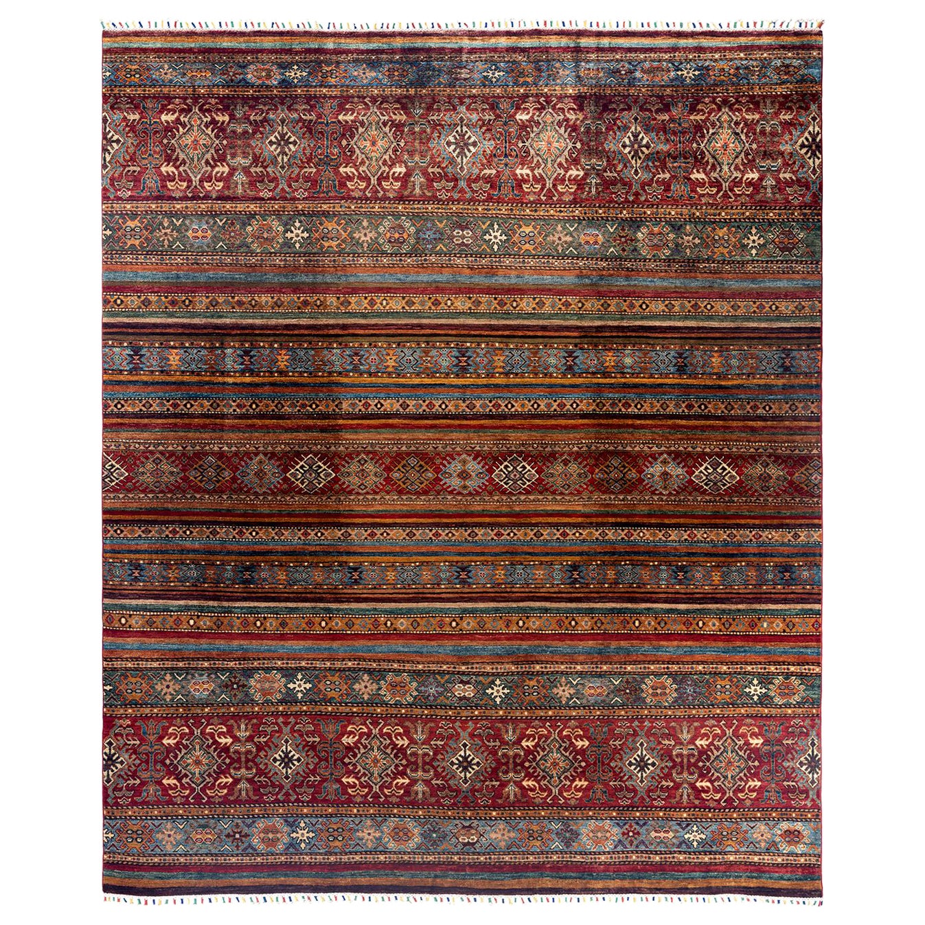 Tapis de laine rouge de Bohème noué à la main 8' 4" x 9' 10"