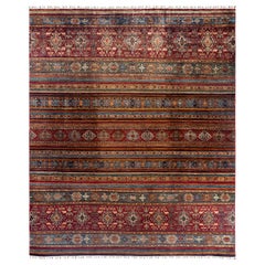 Tapis de laine rouge de Bohème noué à la main 8' 4" x 9' 10"