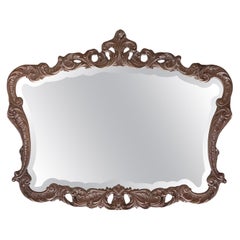 Spanish 20th Baroque Style Carved Walnut Ormolu Large Mirror