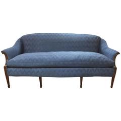 Vintage French Style Sofa in Gorgeous Blue Fortuny Inspired Fabric