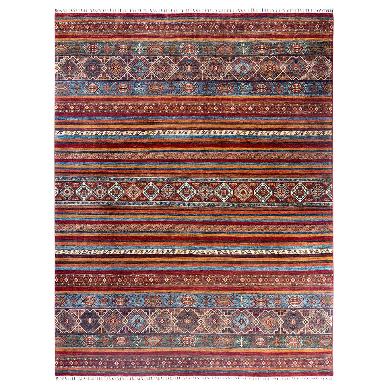 Bohemian Tribal Hand Knotted Wool Red Area Rug 8' 0" x 10' 4"