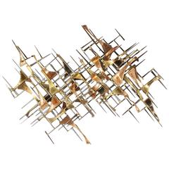 Mid-Century Brutalist Brass Wall Sculpture 6