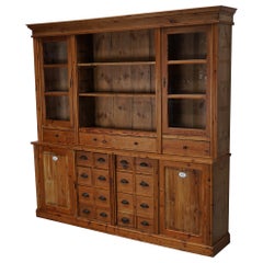 Large Antique German Pine Apothecary Cabinet / Vitrine early 20th Century