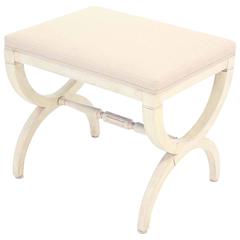 X Base Neoclassical White Wash Vanity Bench