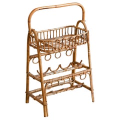 Mid-Century Bamboo Bottle Rack Etagère