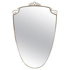 Italian Large Mid-Century Brass Mirror in the Style of Gio Ponti, 1960s
