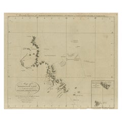 Antique Map of Kerguelen’s Land: The Island of Desolation Explored by Captain Cook
