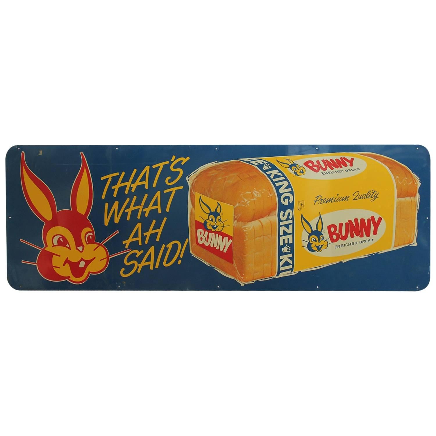 1950s Metal Advertising Sign BUNNY BREAD