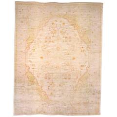 Antique Turkish Oushak Decorative Oriental Carpet, in Room Size with Soft Colors 1