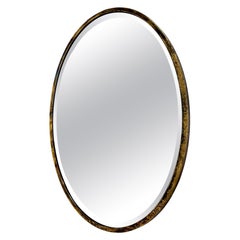 Vintage Brass Wall Mirror with Facet, France