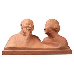 Gaston Hauchecorne : "Seduction", patinated terracota sculpture C. 1930