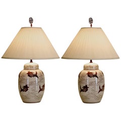Hollywood Regency Chinoiserie Table Lamps Pair