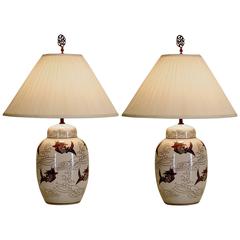 Hollywood Regency Chinoiserie Table Lamps Pair 10