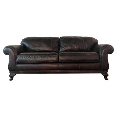 Sofá de cuero marrón Bernhardt Sofá de cuero de lujo de asiento profundo Mint Condition