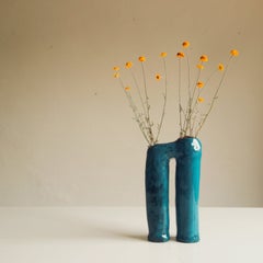 Vasi Comunicanti 2 elements BLU-GREEN in ceramic XXI Century by Chiara Berta