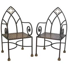 Gothic Revival Iron and Brass Chairs