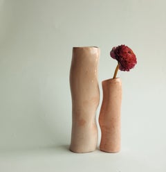 Vasi Comunicanti 2 elements SALMON in ceramic XXI Century by Chiara Berta Artist