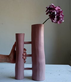 Communicating Vases 2 elements PINK in ceramic XXI Century by Chiara Berta Artist