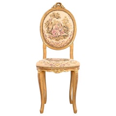 Antique Italian Louis XV Giltwood Petite Desk Chair or Side Chair