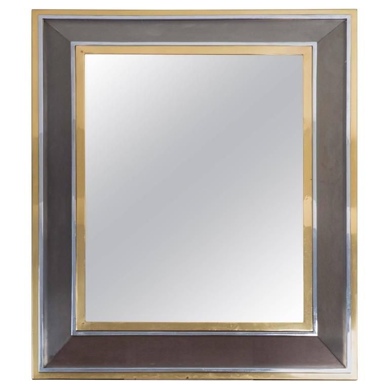 Metal and Brass Framed Mirror at 1stDibs