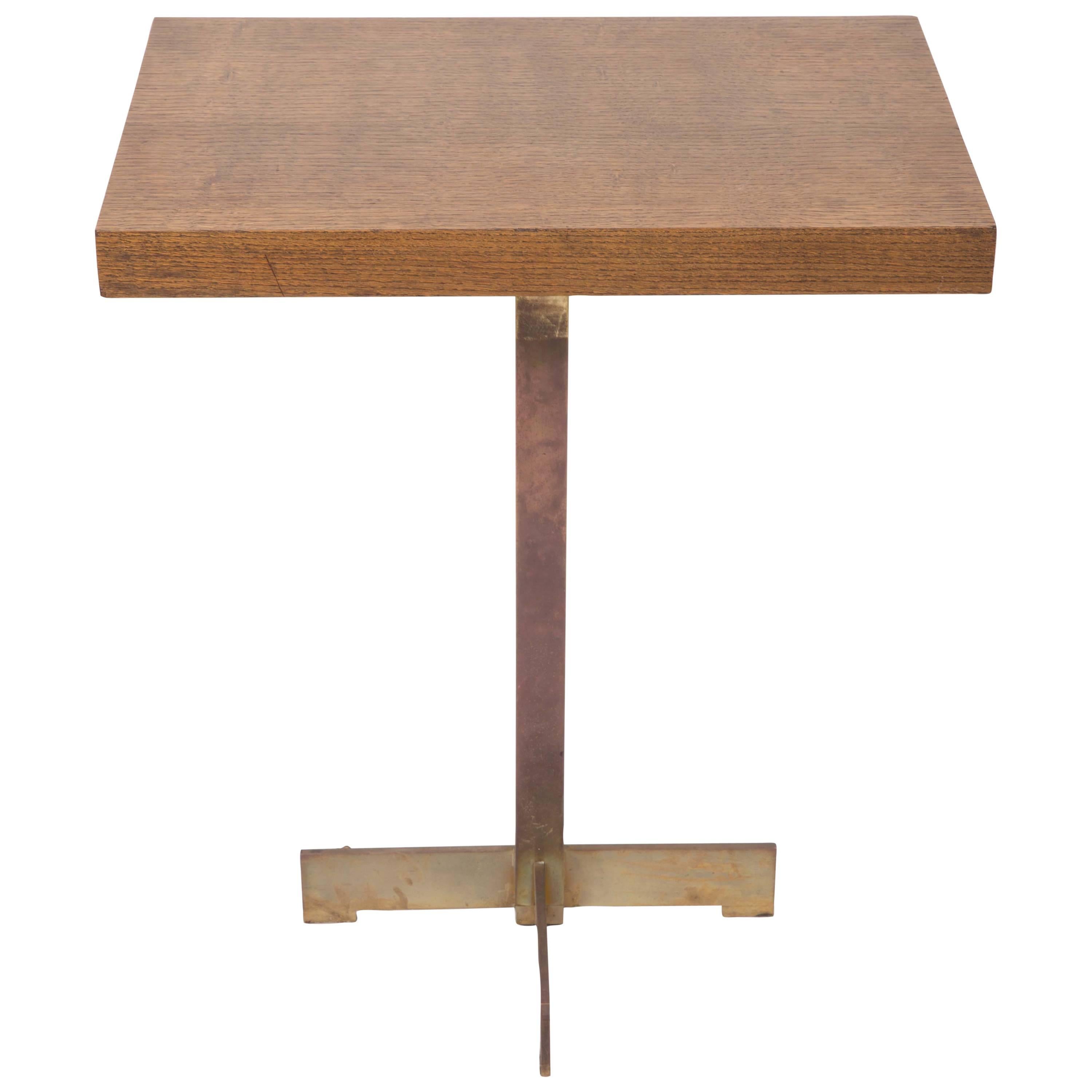 Modernist Pedestal Table with Brass Base