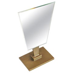 COUNTER DESK MIRROR 1935 Art Deco American Mirror In Steel With Hard Enamel Pain