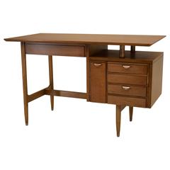 Stylish Walnut and Elm Desk in the Style of Dunbar