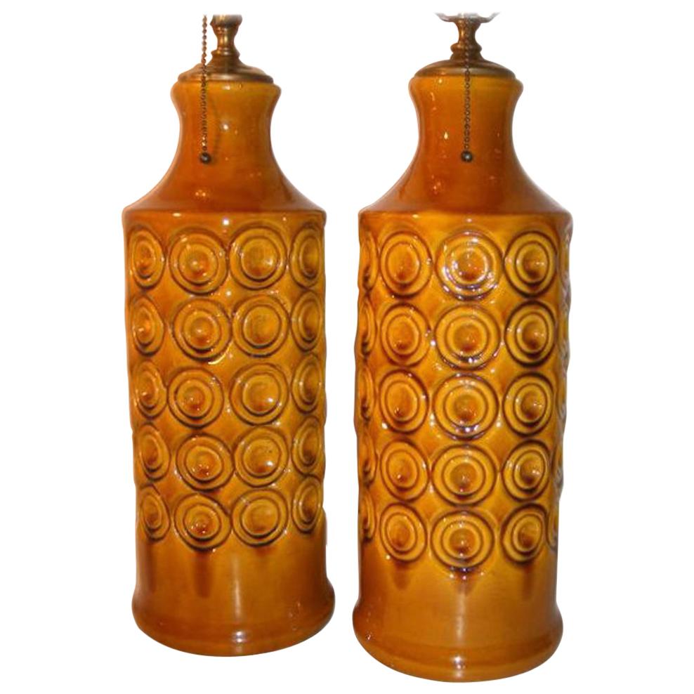 Pair of Modern Porcelain Table Lamps For Sale