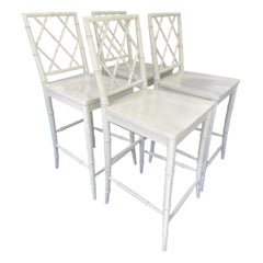 Vintage Barstools Faux Bamboo Barstool Set of White Barstools Palm Beach