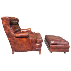 Leather Armchair Hancock and Moore Leather Club Chair With Ottoman