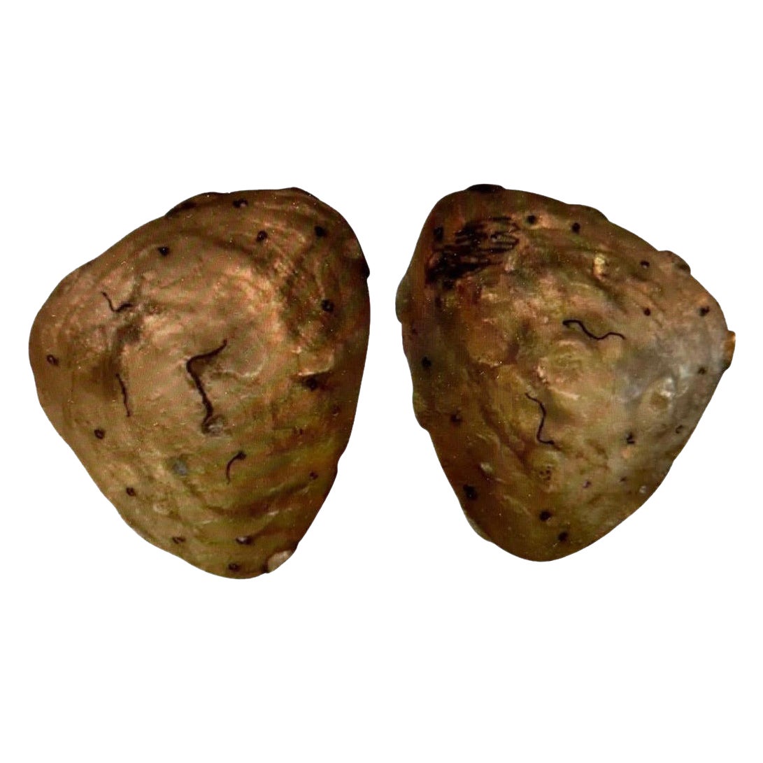 Pair Of Italian Brutalist Bronze Sconces