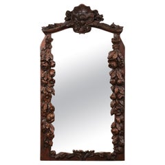 Italian 5.25 Ft. Tall Carved-Wood Mirror in Fruit Garland Motif, Late 18th C.