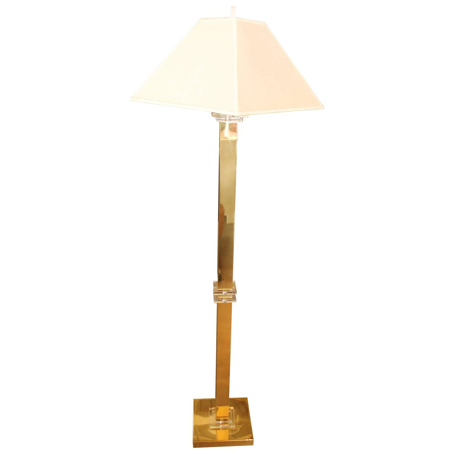 Frederick Cooper Brass and Lucite Floor Lamp For Sale at 1stdibs