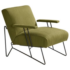 American Designer, Lounge Chair, Iron, Fabric, USA, 1950s
