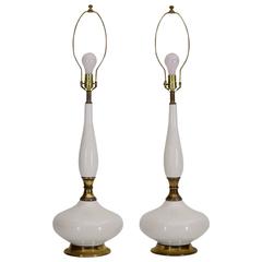 Monumental Pair of Porcelain Table Lamps with Gloss Finish 6