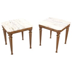 Pair of Neoclassical Marble Top End Tables