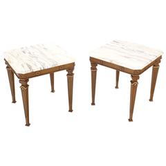 Pair of Neoclassical Marble Top End Tables 12