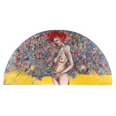 Desnudo femenino firmado Acrílico sobre tabla